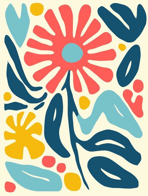 Abstract Floral Art with Bold Shapes and Colors