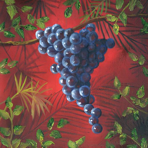Still Life of Grapes with Tropical Foliage