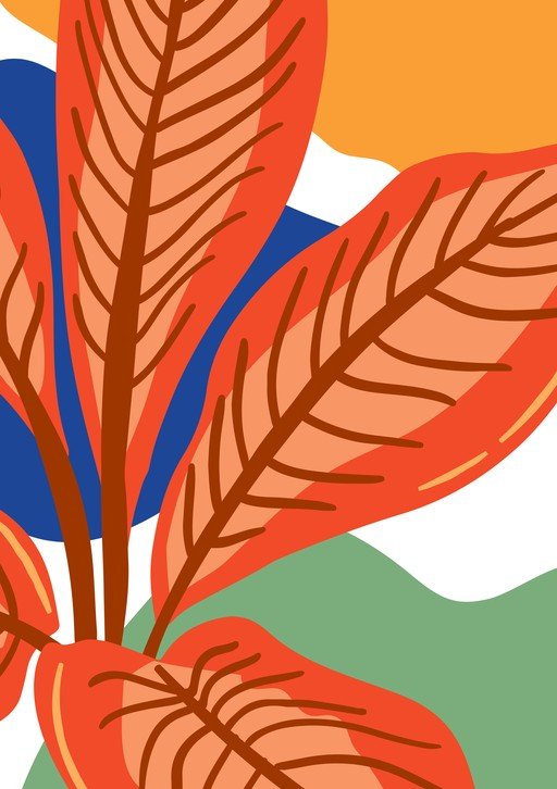 Abstract Tropical Leaves with Bold Geometric Shapes