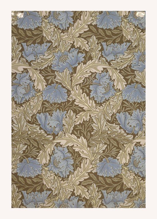 Blue Poppy Floral Pattern Wallpaper