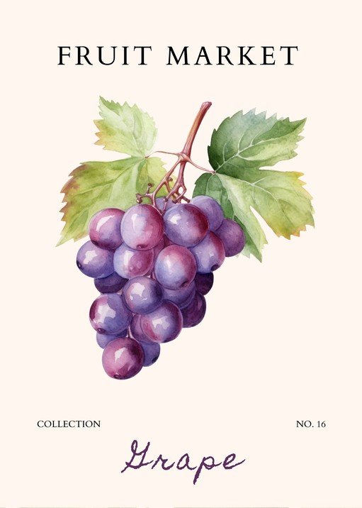 Watercolor Grapes Collection Label