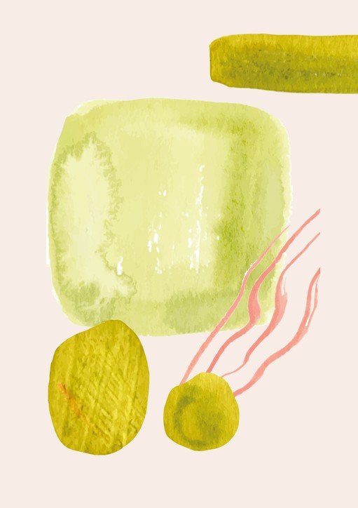 Abstract Watercolor Shapes in Yellow and Pink