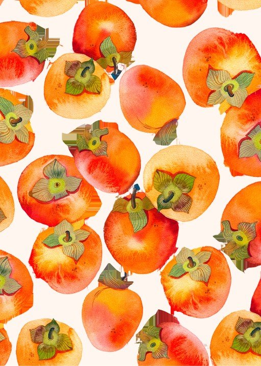 Watercolor Persimmon Pattern