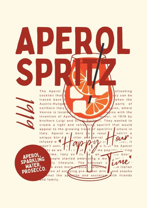 Aperol Spritz Cocktail Poster with Vintage Vibes