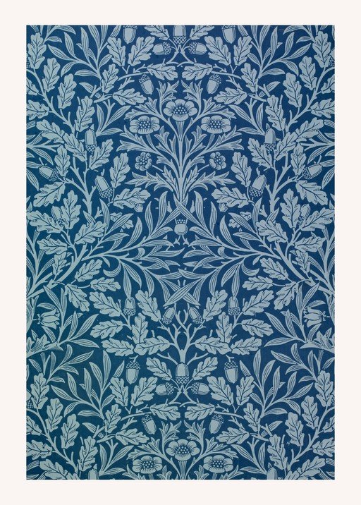 Blue Oak and Acorn Floral Pattern