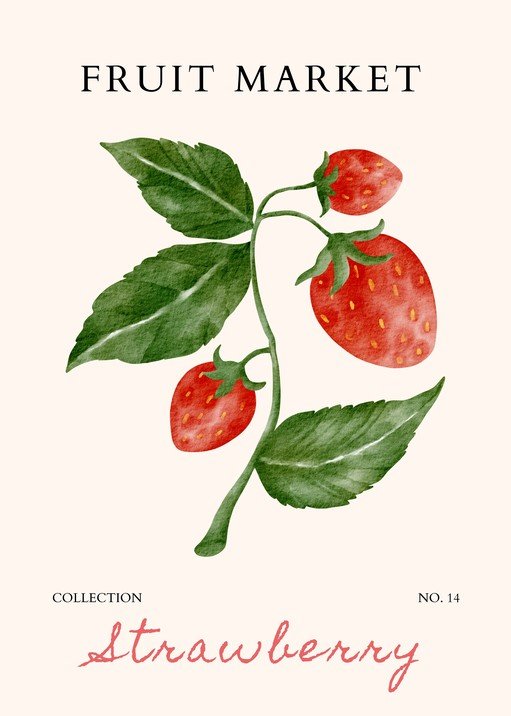 Watercolor Strawberry Collection Art
