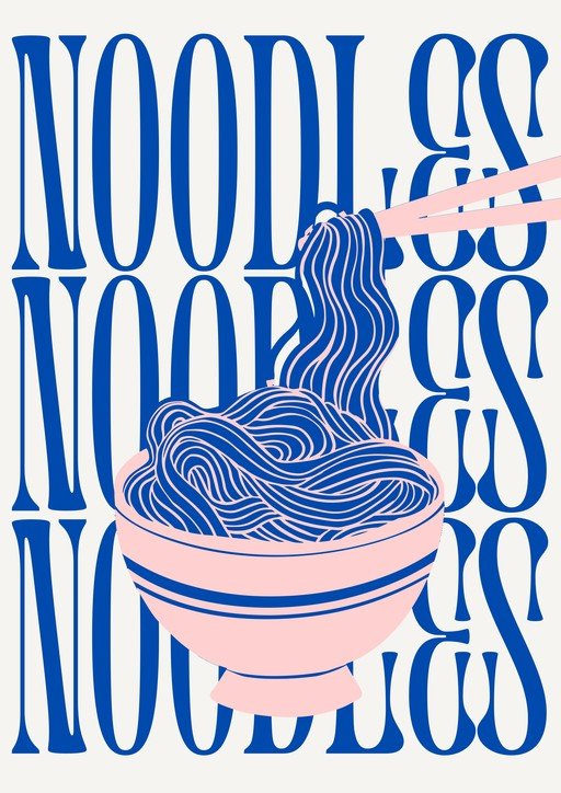 Stylized Noodles Poster with Bold Typography