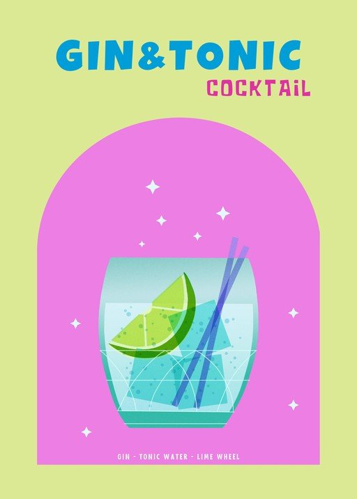 Gin & Tonic Cocktail Illustration