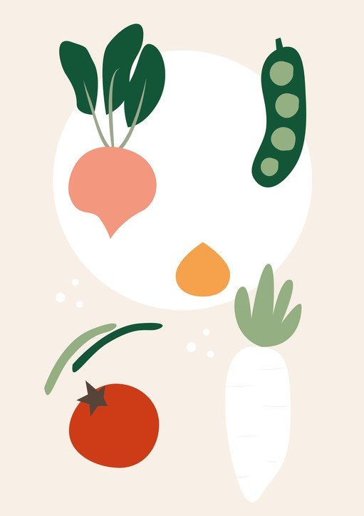 Abstract Vegetable Illustration with Minimalist Style