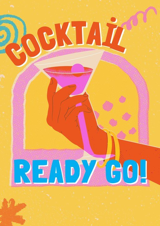 Cocktail Ready Go! Retro Graphic