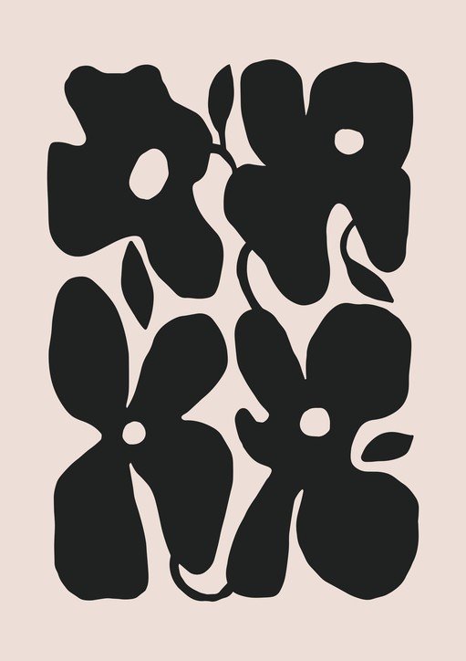 Abstract Black Floral Art Print