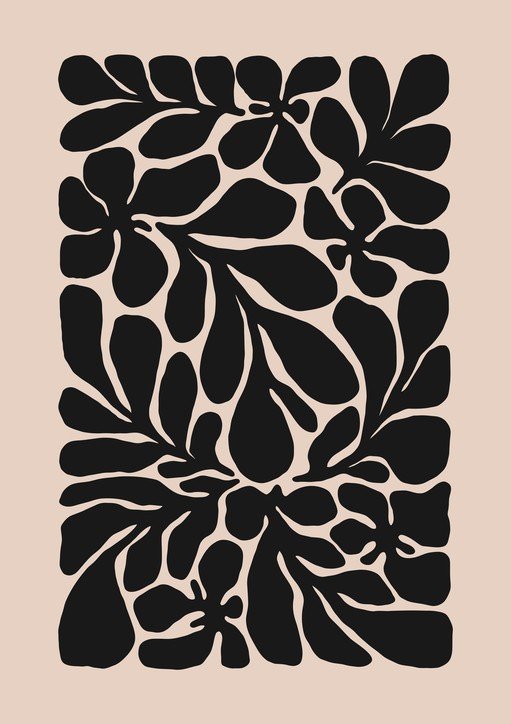 Abstract Black Floral Art Print