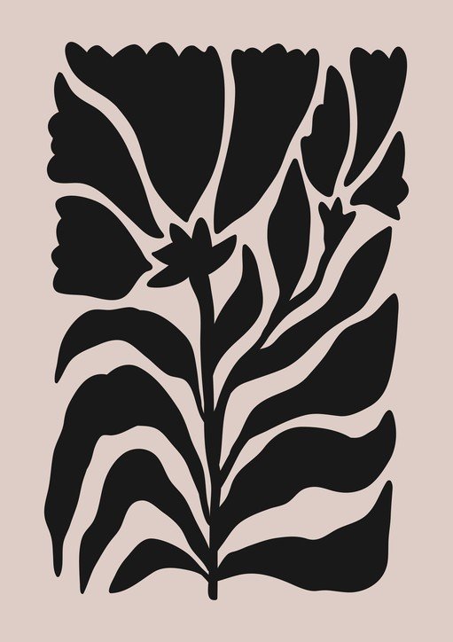 Abstract Black Floral Silhouette Art