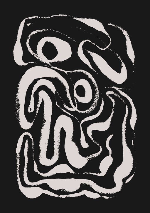 Abstract Organic Swirls on Black Background