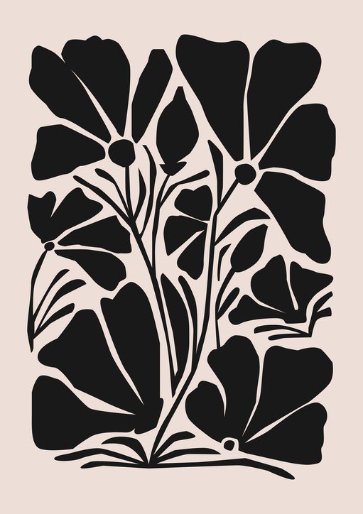 Abstract Black Floral Silhouette Art