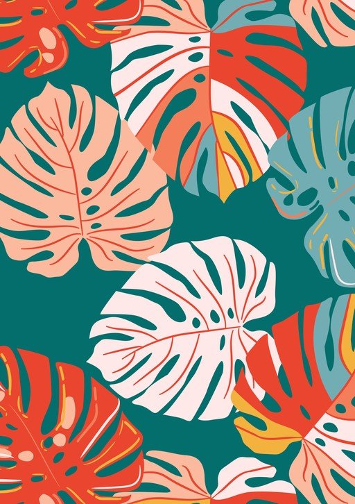 Tropical Monstera Leaf Pattern in Vibrant Colors