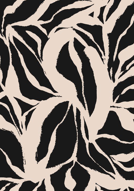 Abstract Black and Beige Botanical Pattern