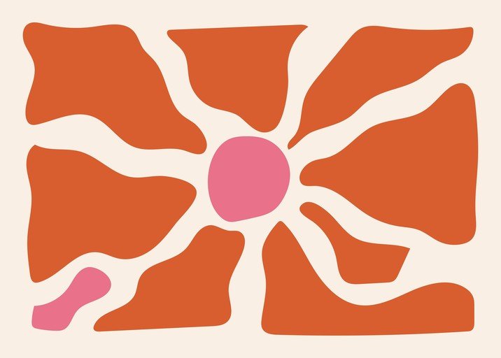 Abstract Mid-Century Modern Floral Design