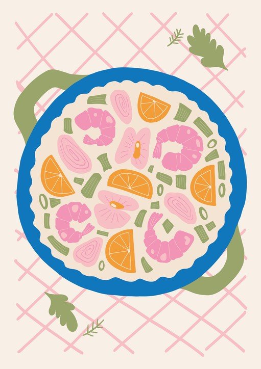 Flat Illustration of Shrimp and Orange Salad