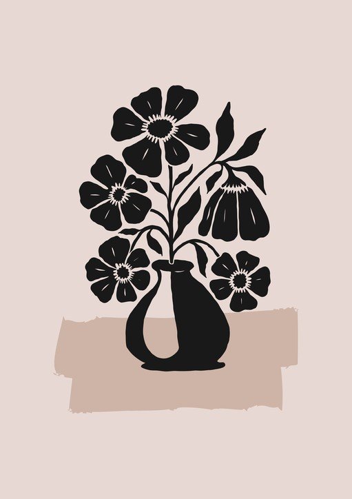 Minimalist Black Floral Arrangement in Vase