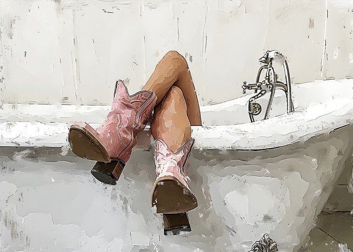 Cowgirl Boots in Bathtub
