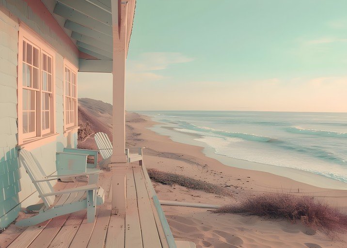 Serene Beach House Porch with Ocean View
