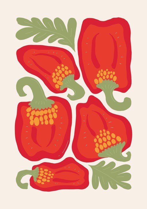 Vibrant Red Bell Peppers Art Print