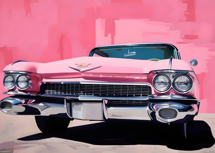 Pink 1950s Cadillac Convertible