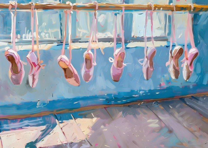 Ballet Slippers Hanging on a Barre