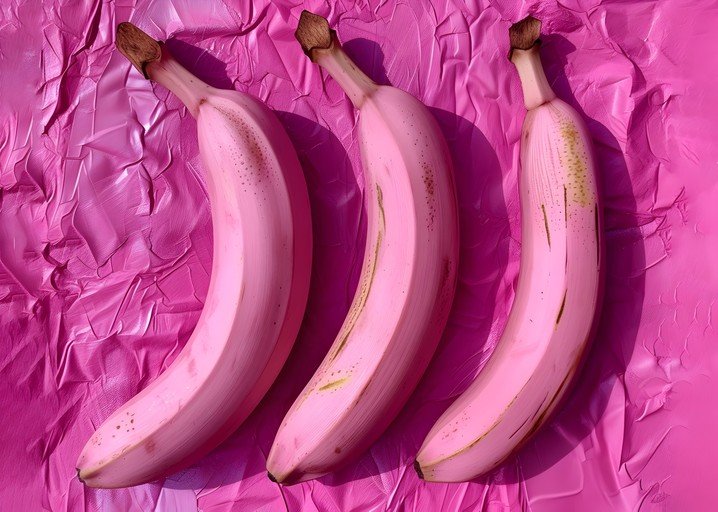 Pink Bananas on Textured Pink Surface
