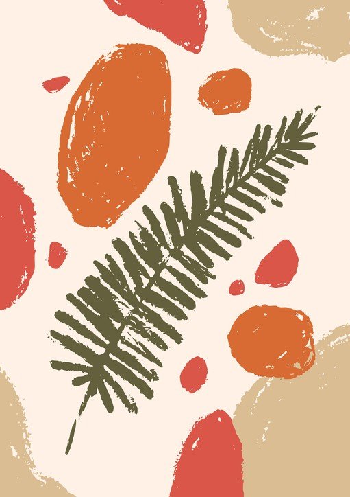 Abstract Terracotta and Fern Leaf Art