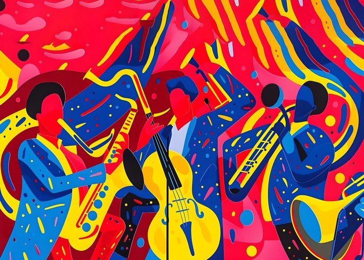 Vibrant Jazz Ensemble in Abstract Style
