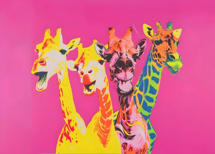 Pop Art Giraffes in Vibrant Pink