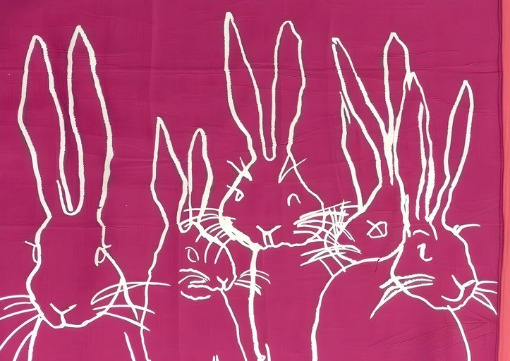 Whimsical White Rabbits on Magenta Background