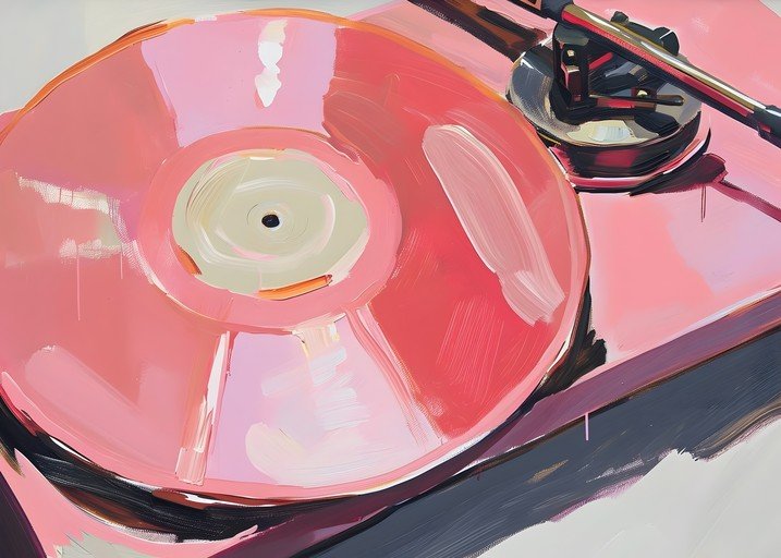 Vibrant Pink Record Player and Vinyl