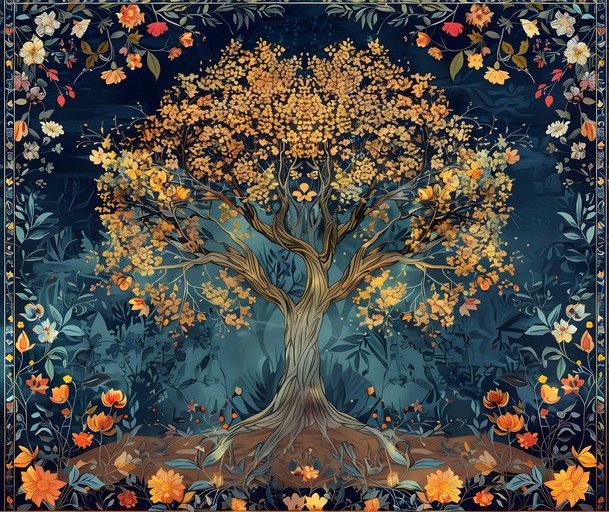 Enchanted Tree of Life with Golden Foliage