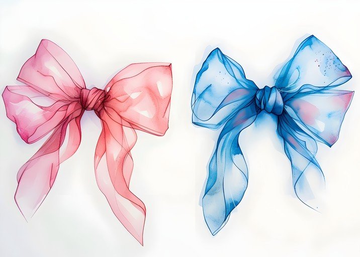 Pink and Blue Ribbon Bows
