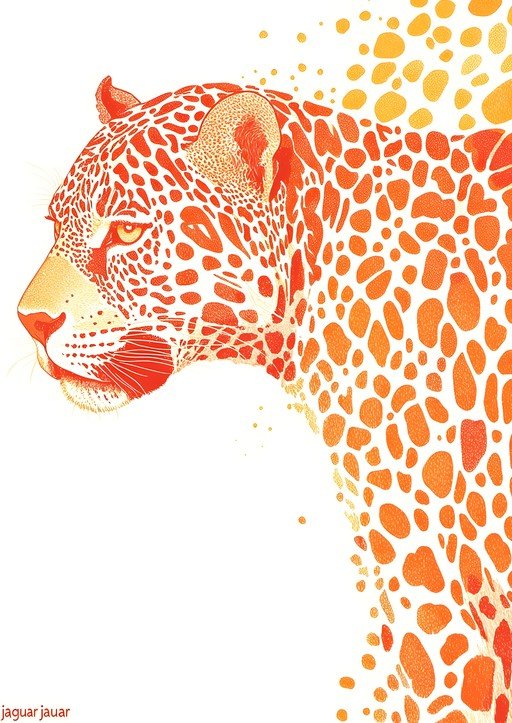 Vibrant Jaguar Portrait with Dissolving Spots