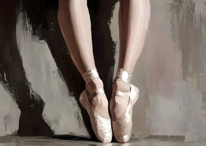 Ballet Dancer's Feet in Pointe Shoes