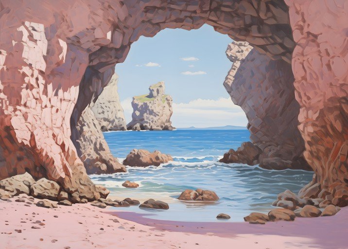 Coastal Archway Overlooking Ocean and Sea Stacks