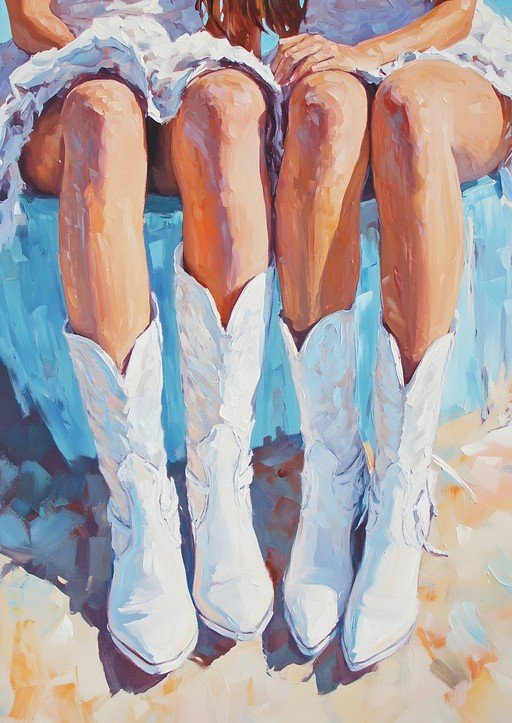 Women in White Cowboy Boots and Dresses