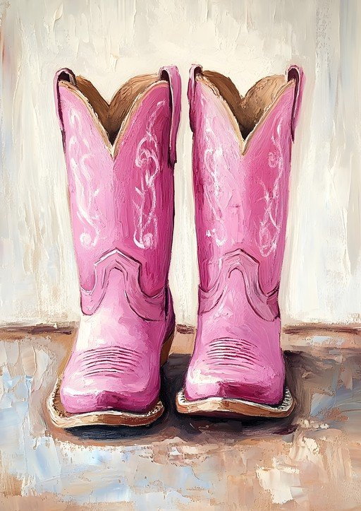 Pink Cowboy Boots Painting