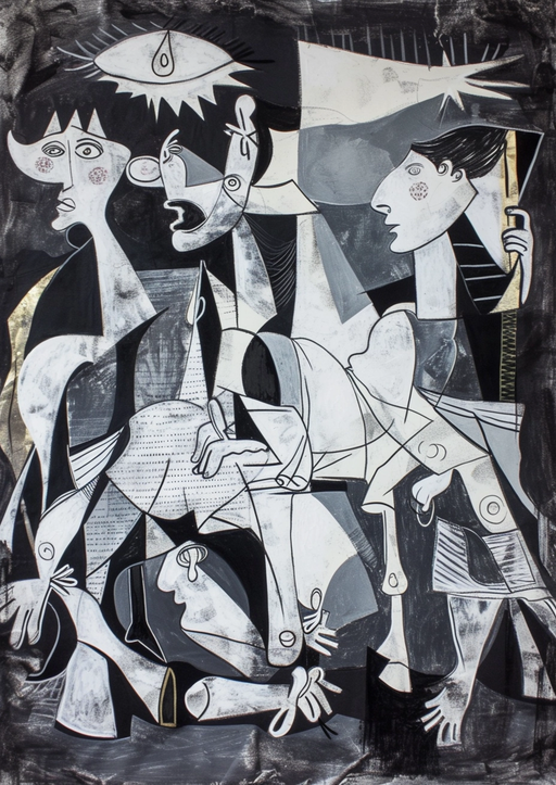 Cubist Depiction of Human Suffering and Chaos