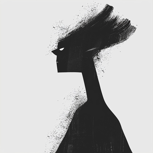 Stylized Silhouette of a Figure with Spiky Hair