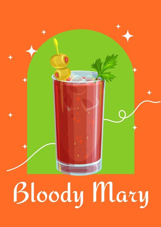 Bloody Mary Cocktail Illustration with Olives and Celery