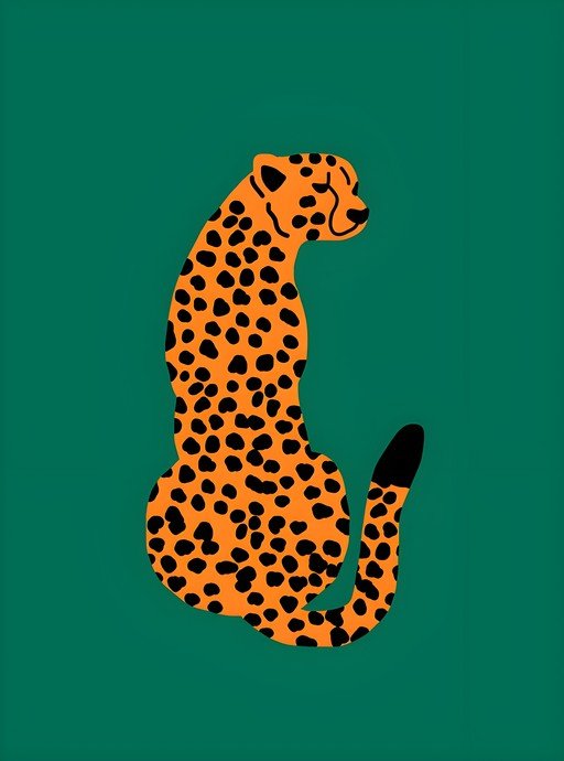 Stylized Cheetah Illustration on Teal Background
