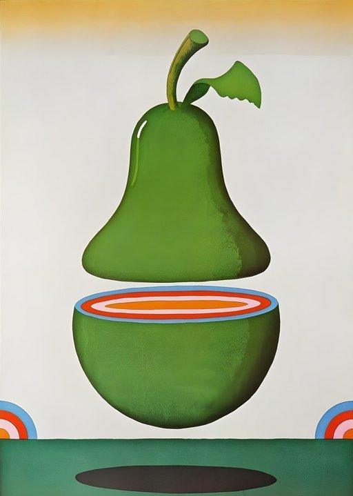 Abstract Green Pear with Colorful Interior