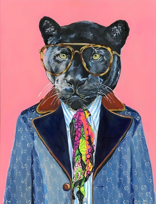 Dapper Black Panther in Gucci Suit and Glasses