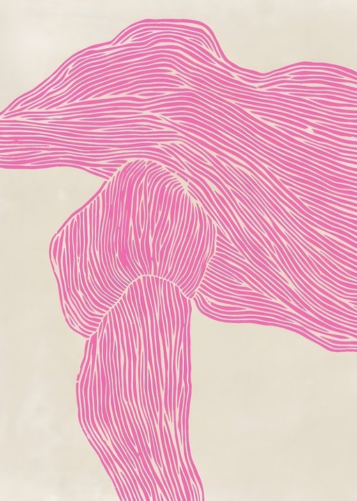 Abstract Pink and Beige Organic Line Art