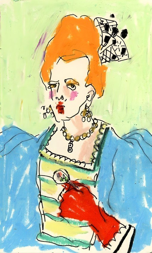 Expressive Portrait of a Woman in Blue Gown